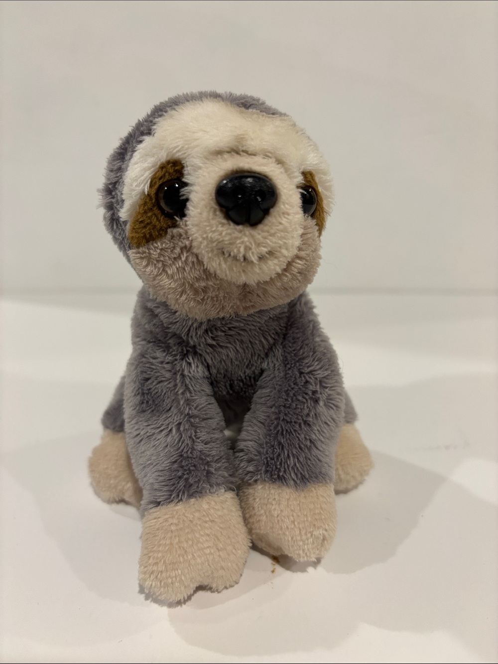 Adventure Planet Plush Grey and Cream Sloth Stuffed Animal, free standing, baby
